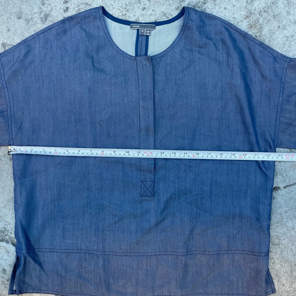Vince Denim Blue Boxy Drop Shoulder Blouse Size small   Top - Picture 6 of 7
